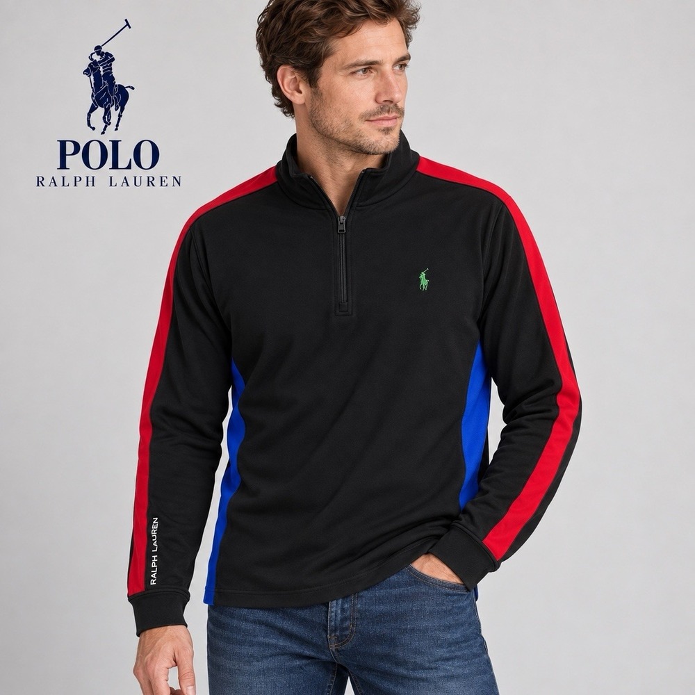 Polo Ralph Lauren Quarter Zip Pullover Size L Colorblock PIma Soft Touch Sports